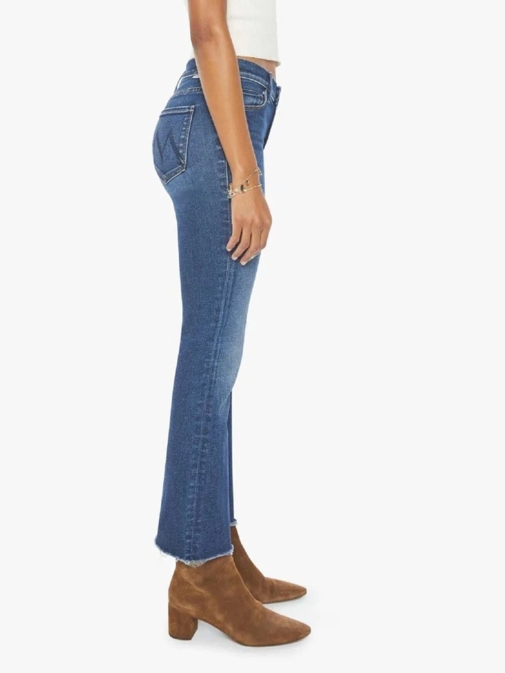 Mother Denim The Outsider Ankle Fray In Uncharted Waters Mid Rise Flare Size 24 - Picture 4 of 15